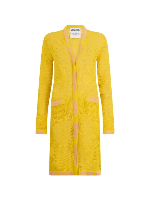 Moschino logo-trim open-knit coat