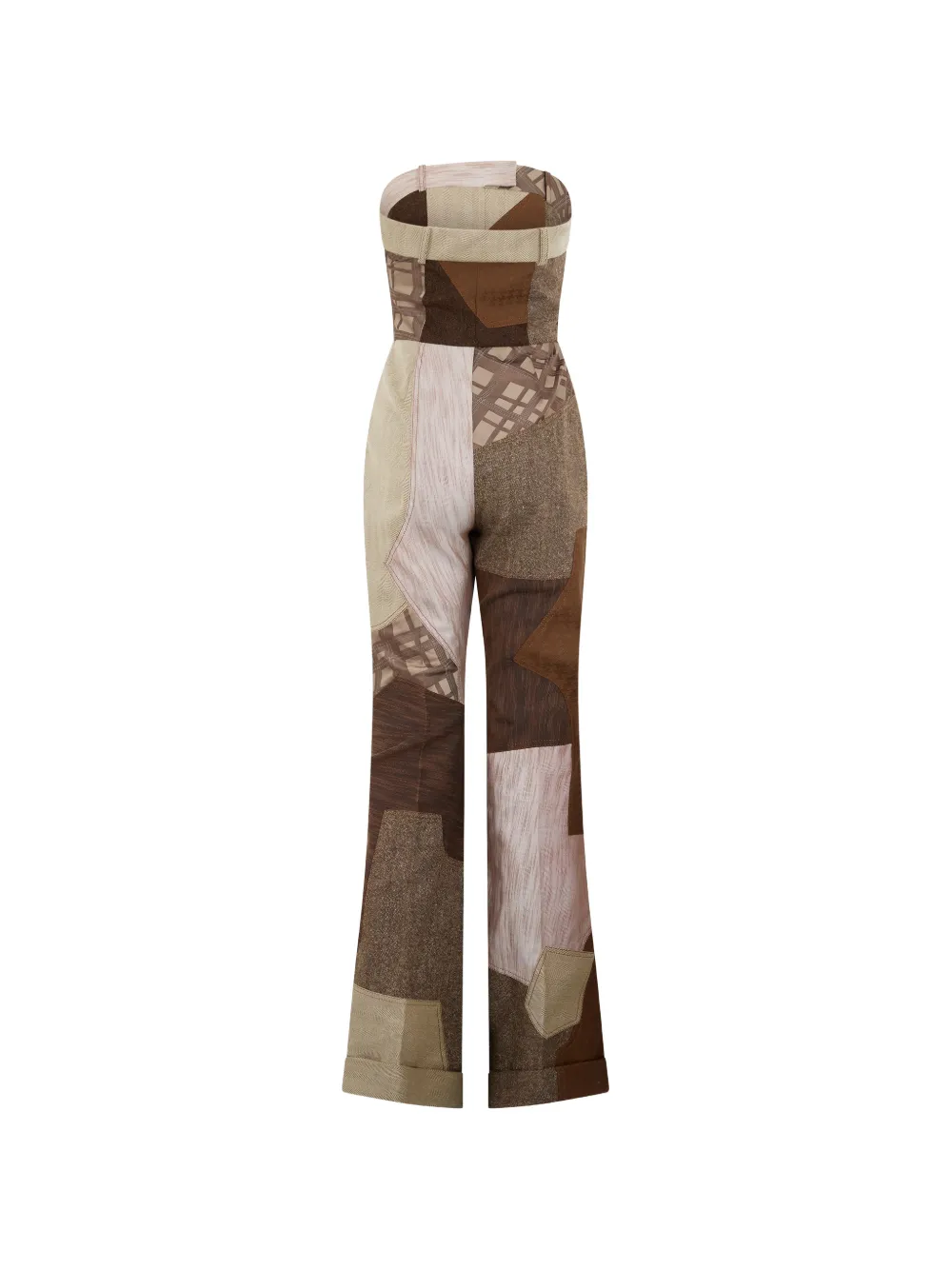 Moschino Strapless jumpsuit met patchwork Bruin