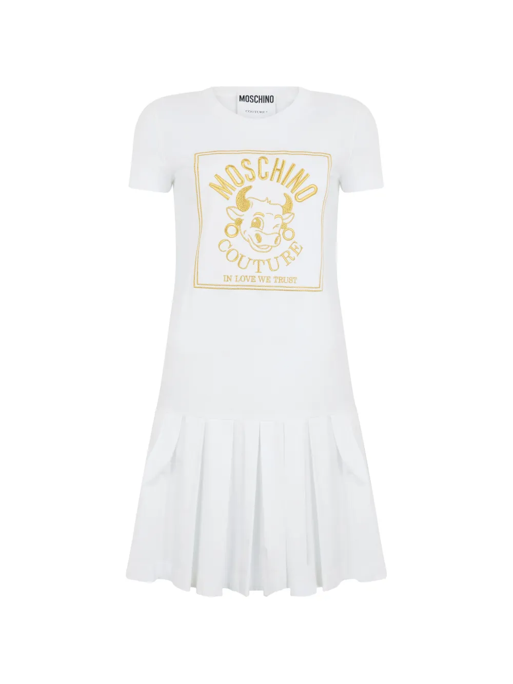 Moschino logo-embroidered pleated dress · 40