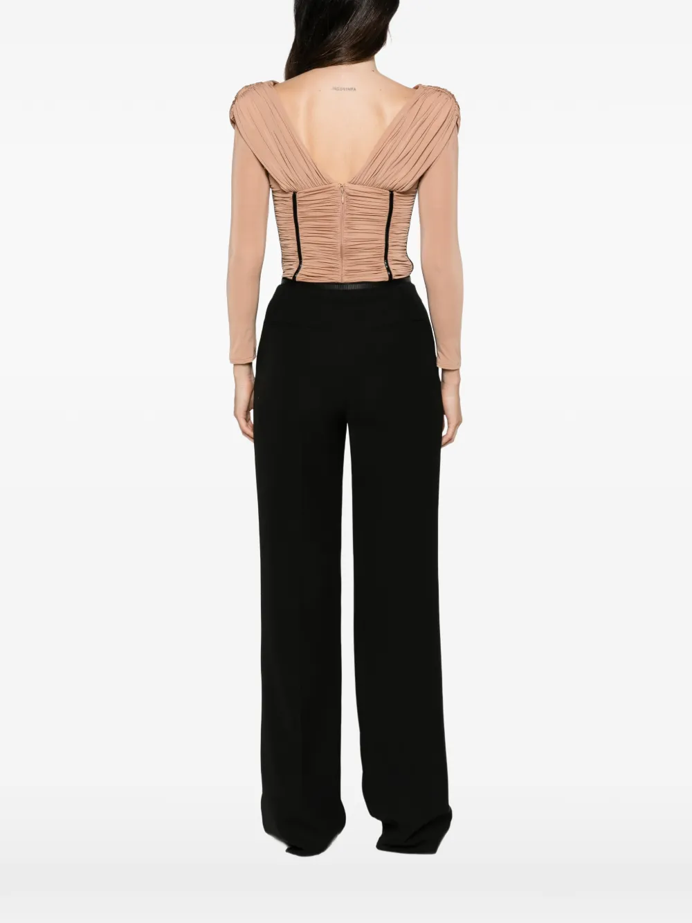 Elisabetta Franchi ruched long-sleeve blouse Beige