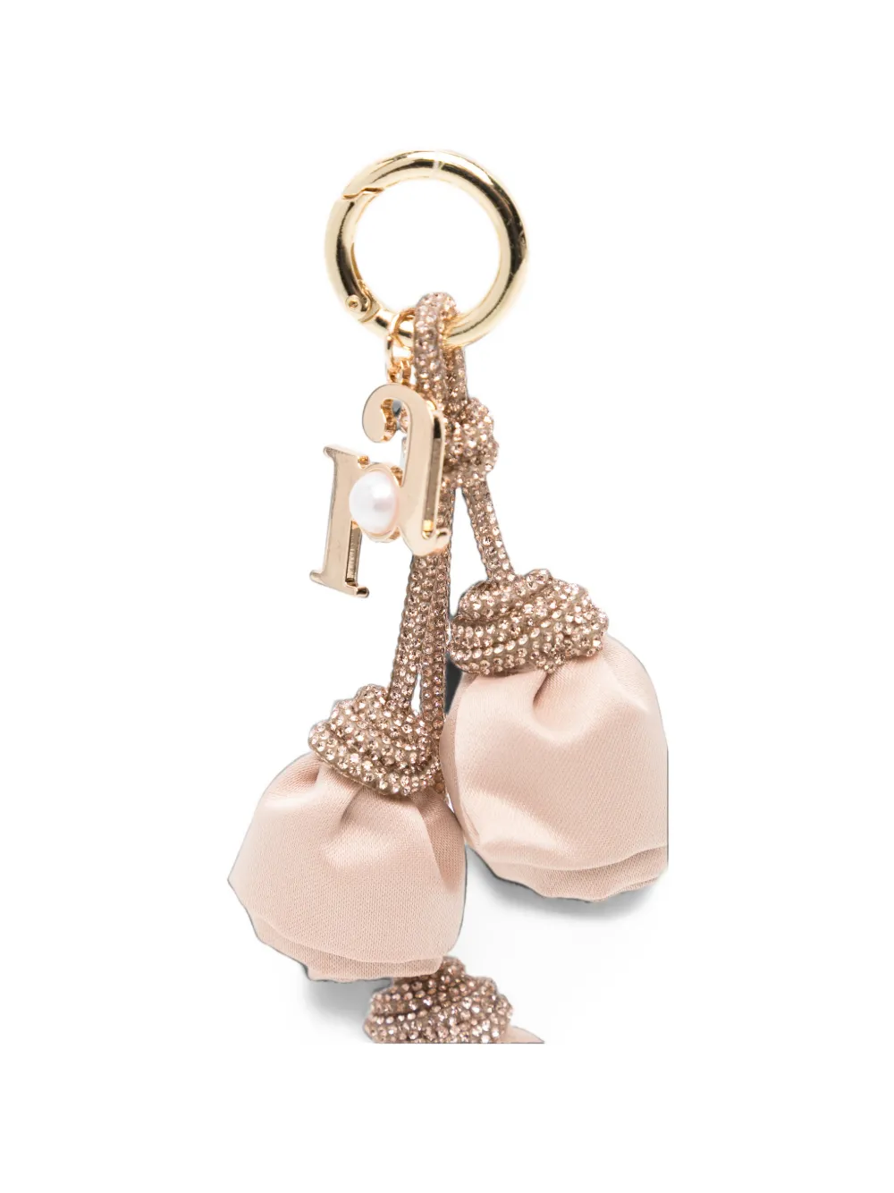Rosantica crystal-embellished tassel keyring Beige