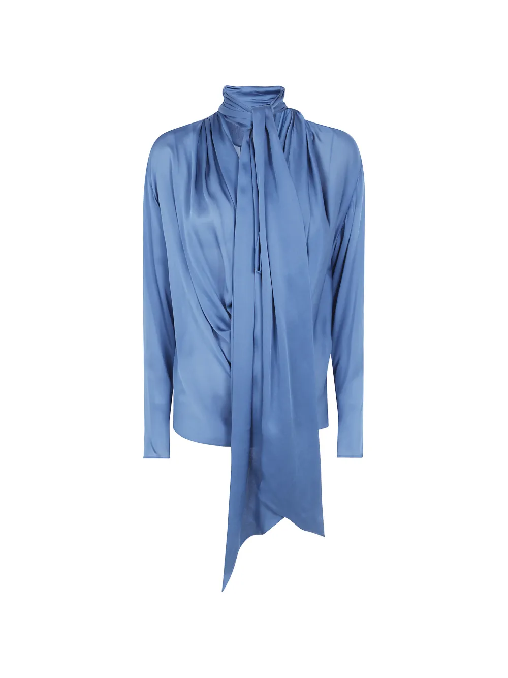 Balmain pussy-bow draped silk blouse