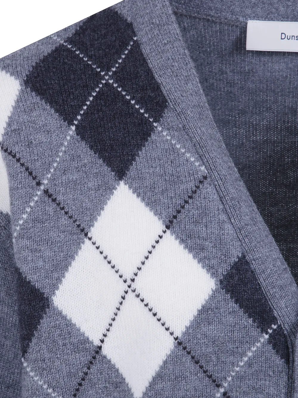 DUNST Wollen vest met argyle-intarsia Grijs