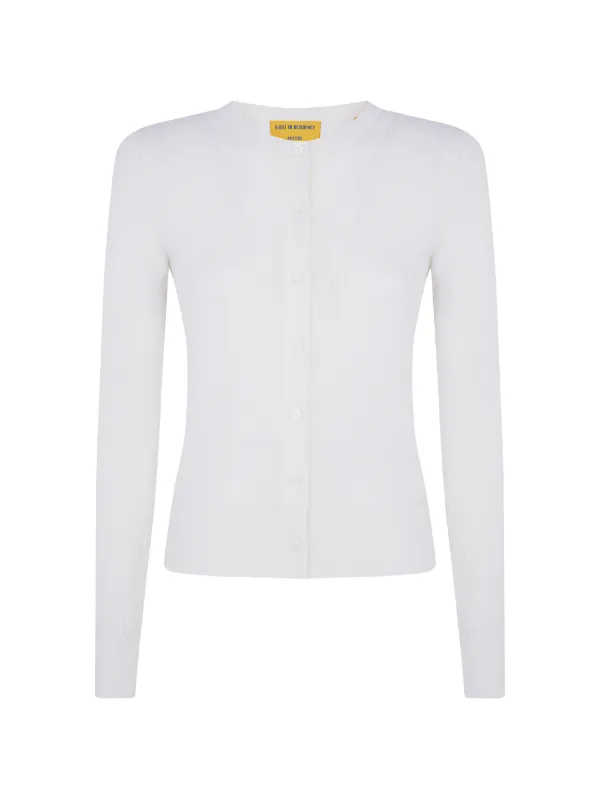 Guest In Residence Fine-knit Cashmere Cardigan in White