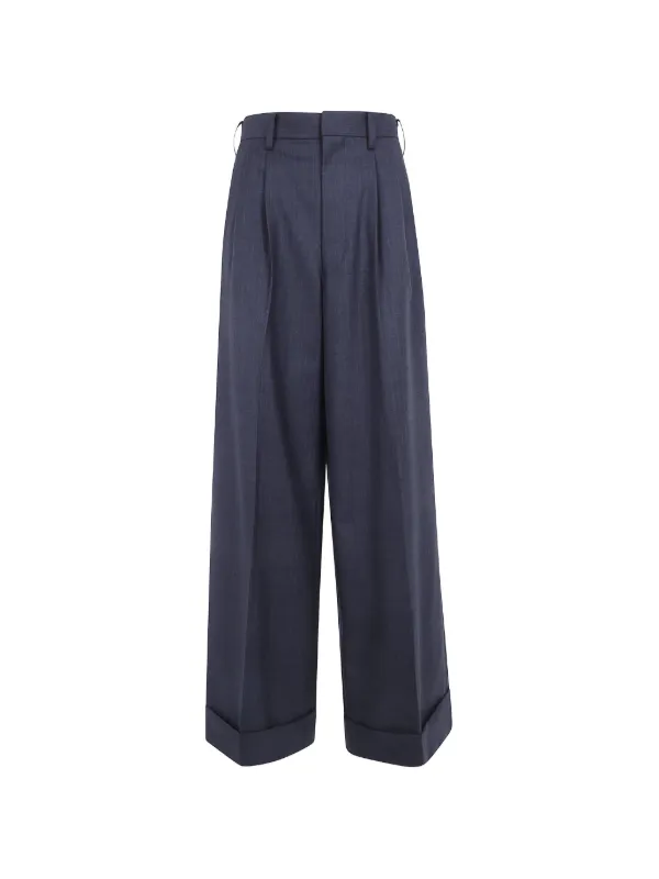 Junya Watanabe Pinstripe-pattern Pleated Trousers in Grey