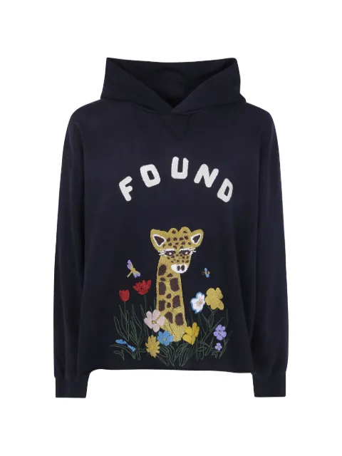 FOUND embroidered logo-patch hoodie