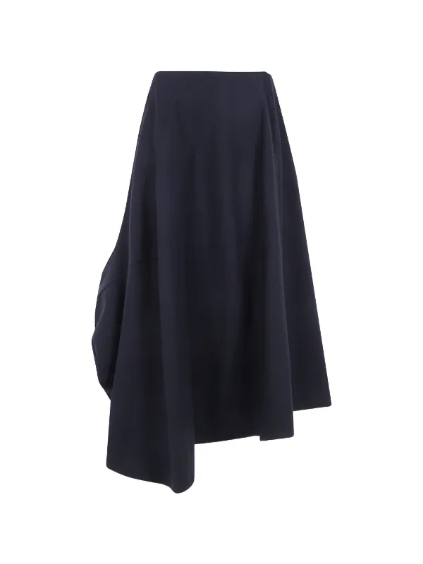 Comme des Garçons Asymmetric Draped Midi Skirt in Blue