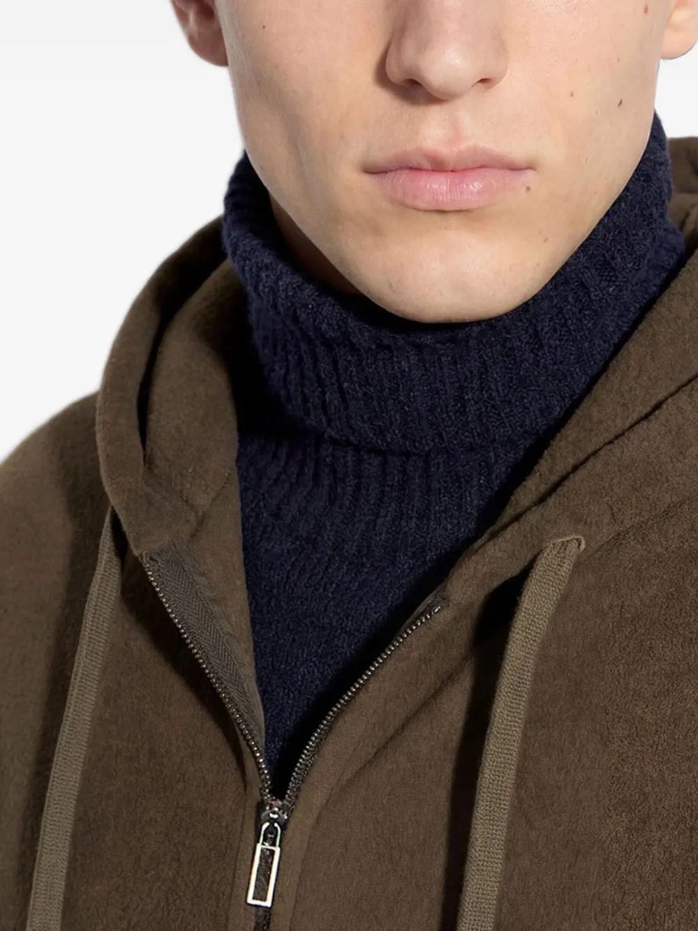 Paolo Pecora Ruimvallende hoodie van gewassen katoen met rits Bruin