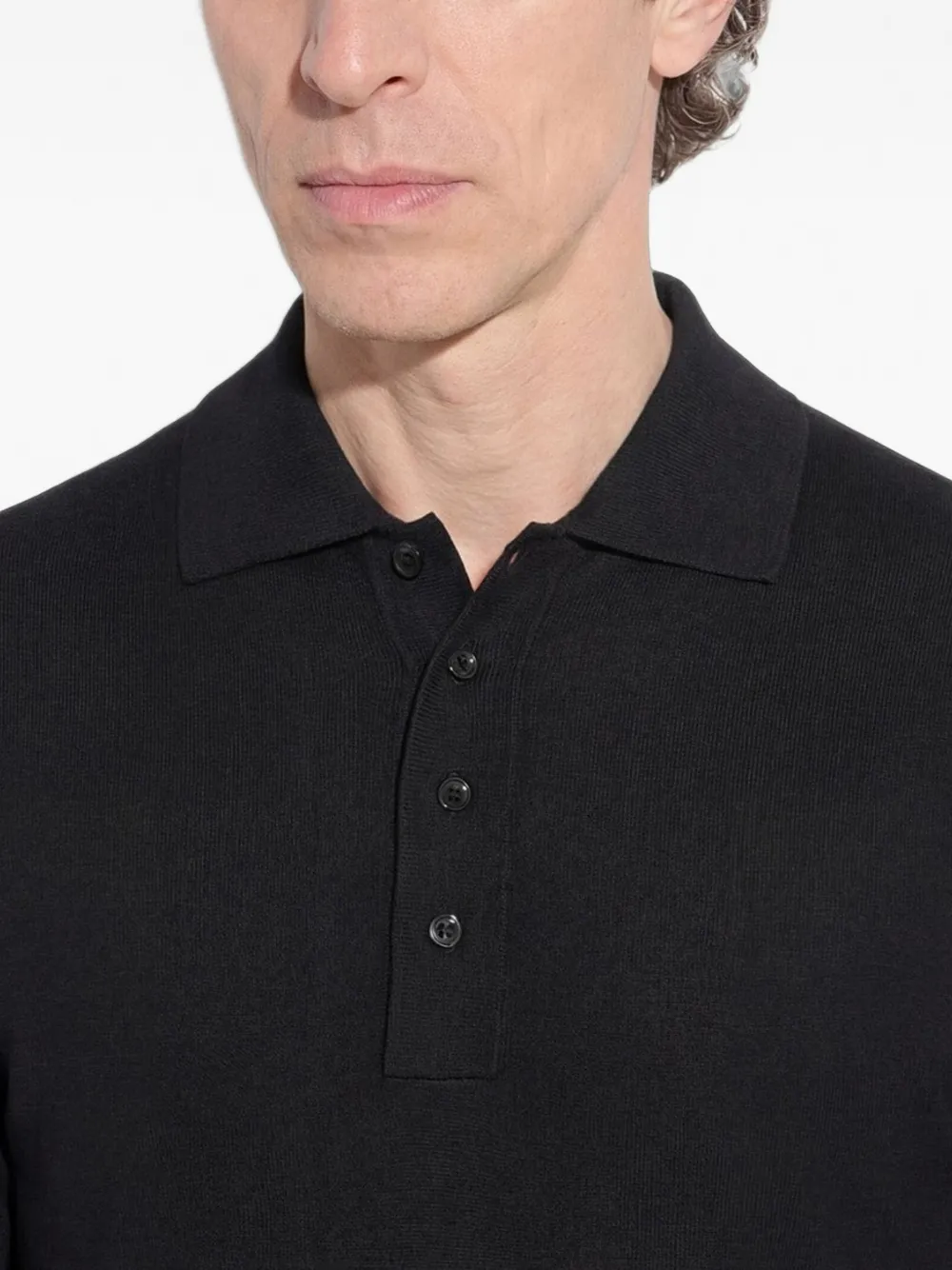 Paolo Pecora Poloshirt van merinowol Zwart