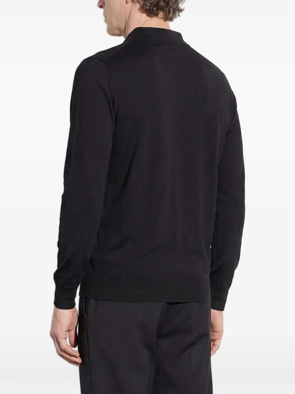 Paolo Pecora Poloshirt van merinowol Zwart