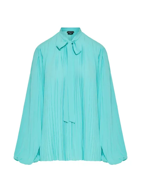 TOM FORD crepe-de-chine sunray-plissé lavalliere shirt