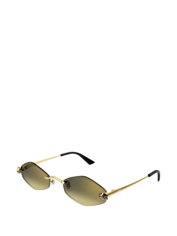 Cartier Eyewear Panthère Geometric-frame Sunglasses in Gold