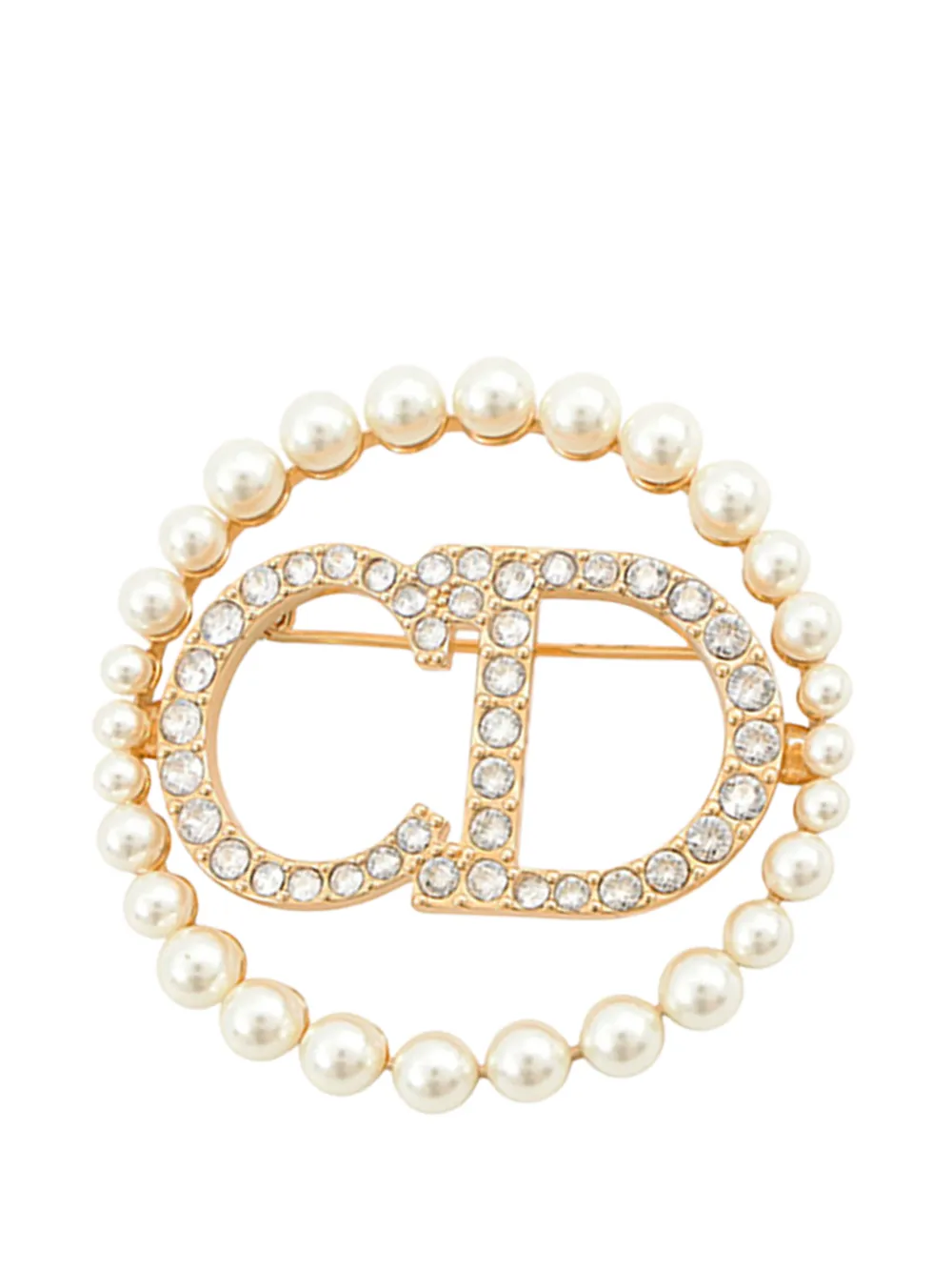 Christian Dior Pre-Owned broche Clair D Lune en plaqué or à strass et perles artificielles (2021-2026)
