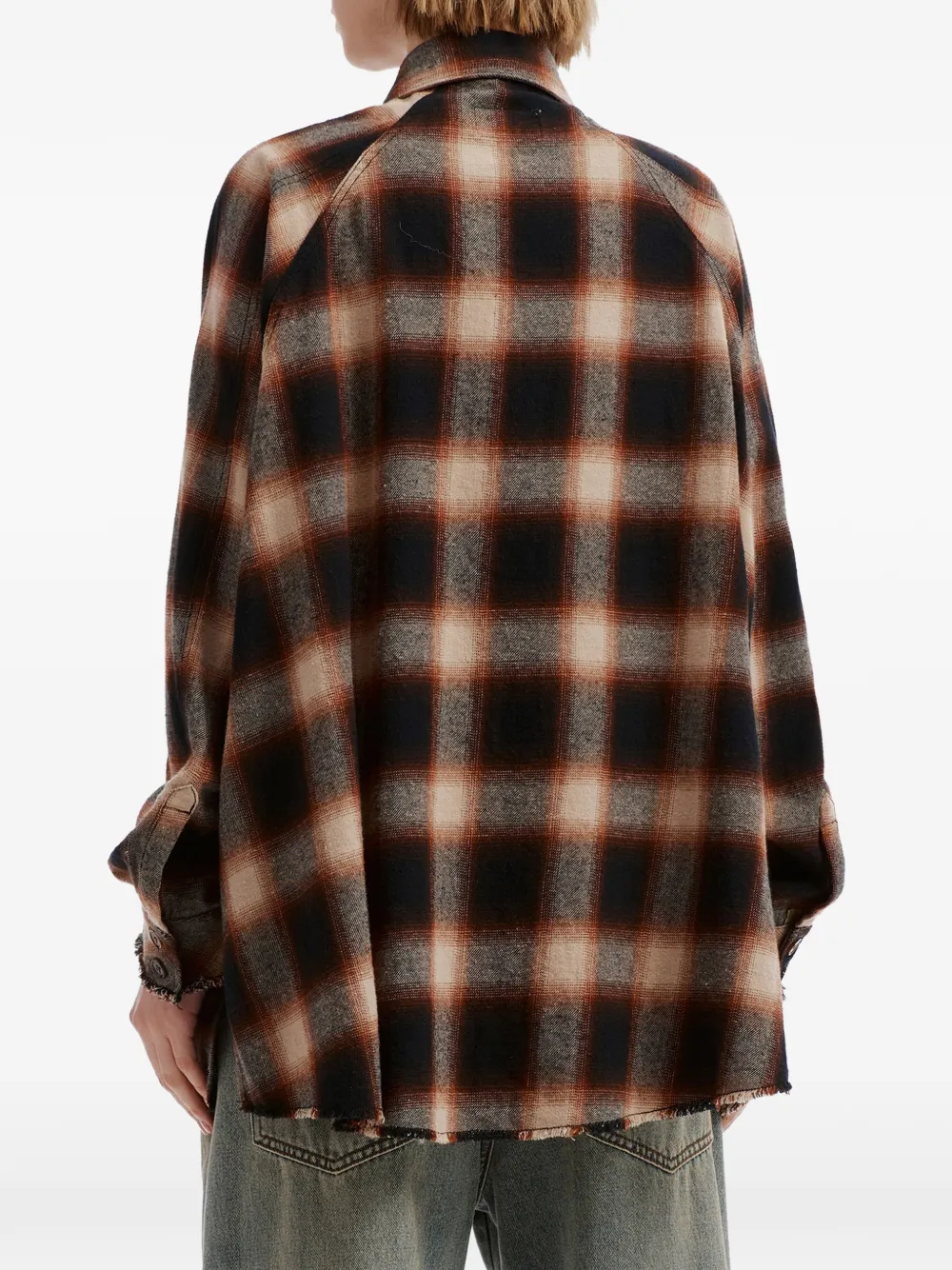 izzue check raw-edge shirt Zwart