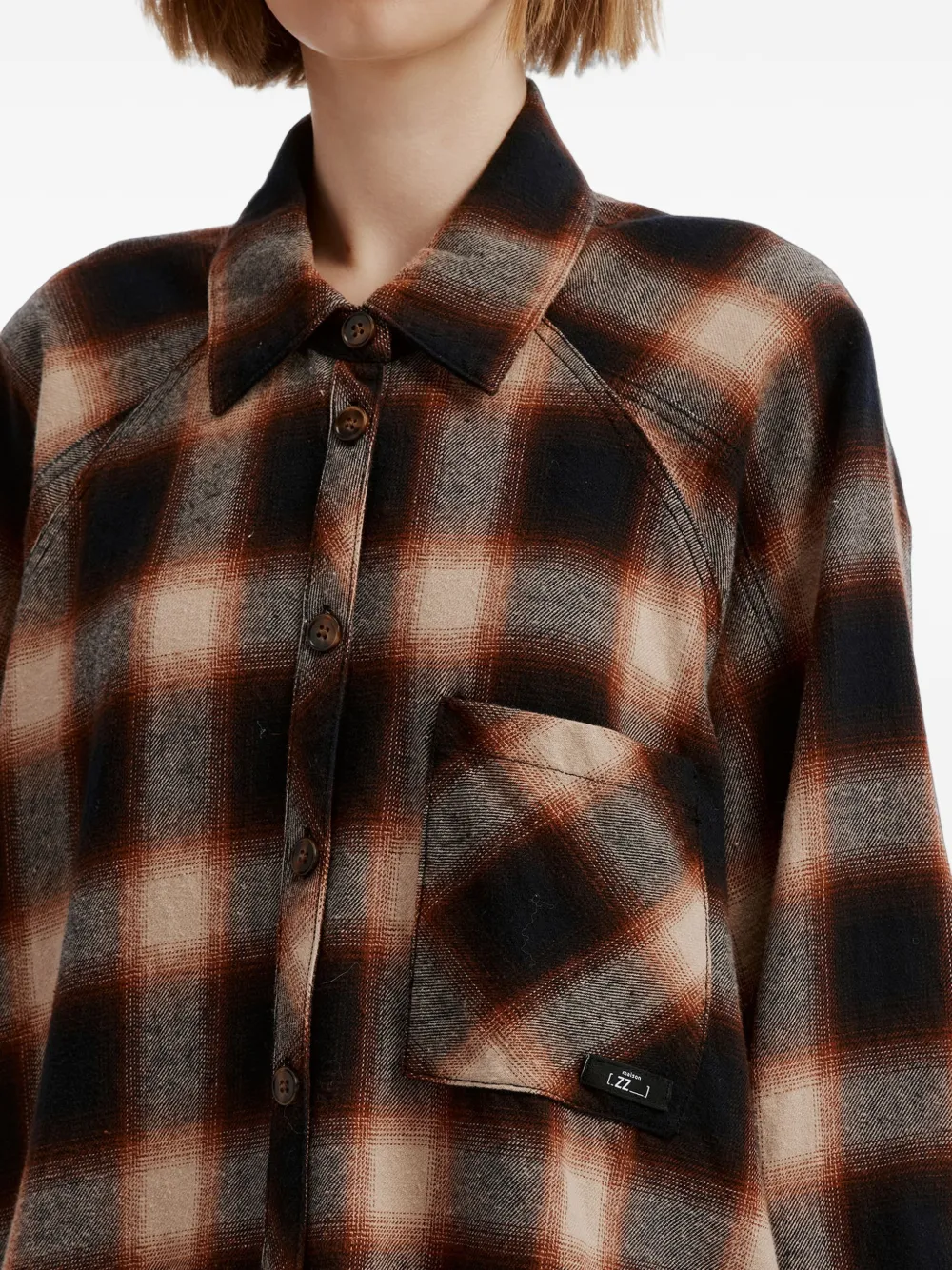 izzue check raw-edge shirt Zwart