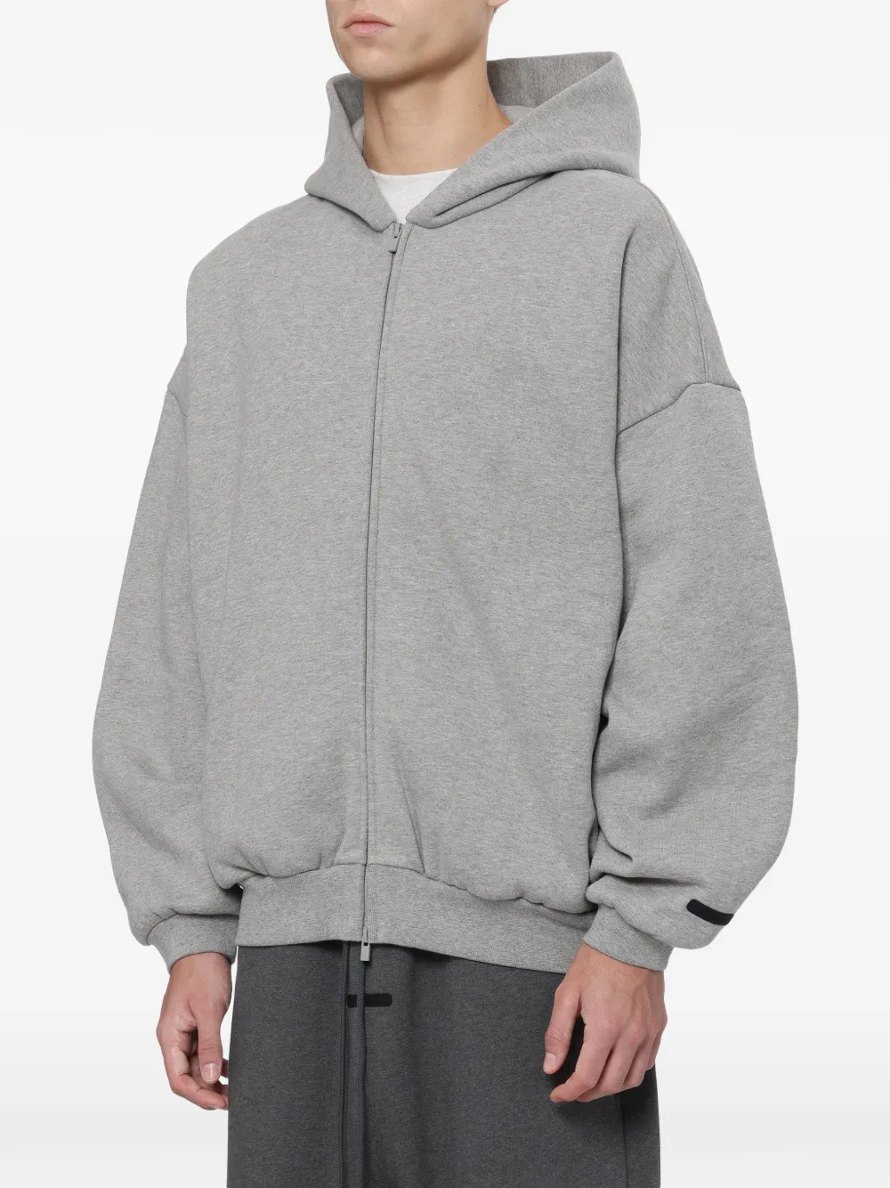 FEAR OF GOD ESSENTIALS 1990s ruimvallende hoodie met logo-reliëf en rits Grijs