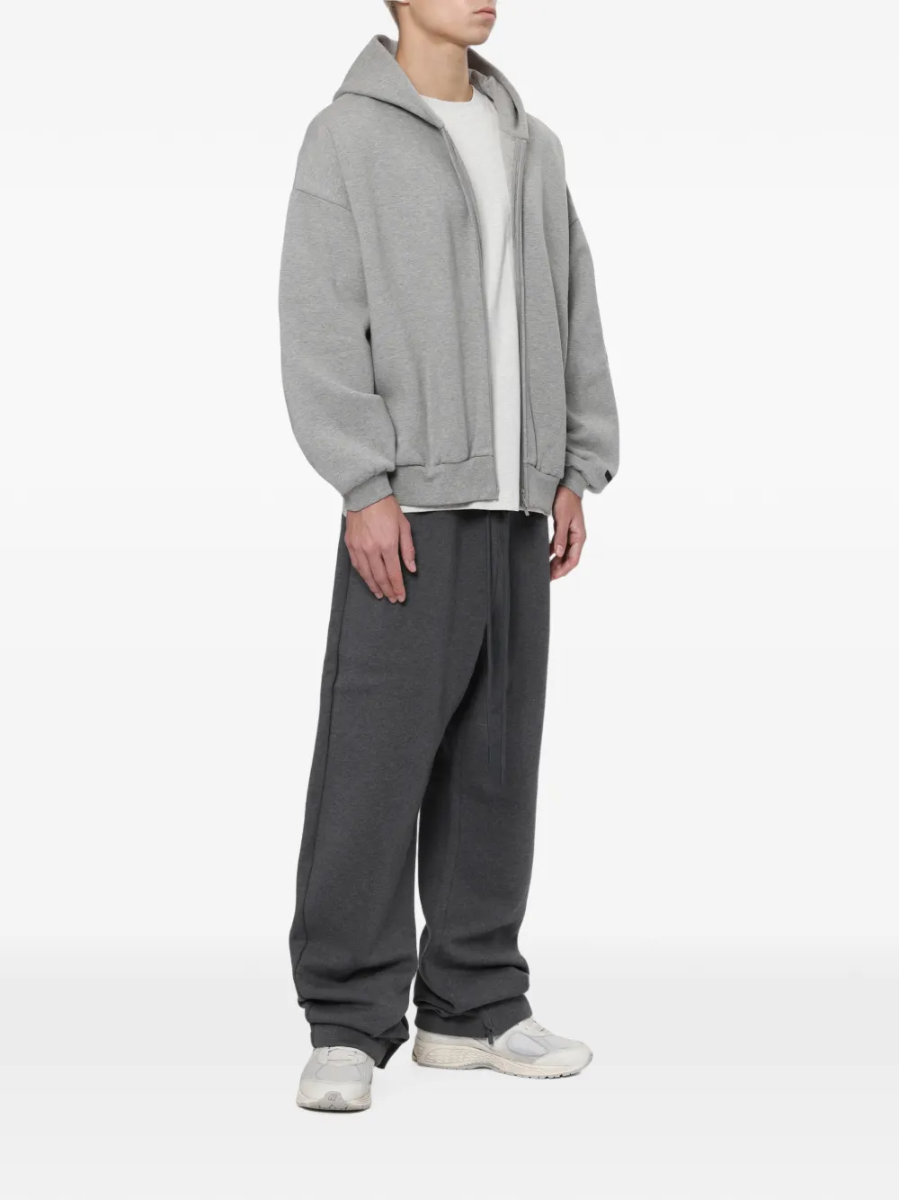 FEAR OF GOD ESSENTIALS 1990s ruimvallende hoodie met logo-reliëf en rits Grijs