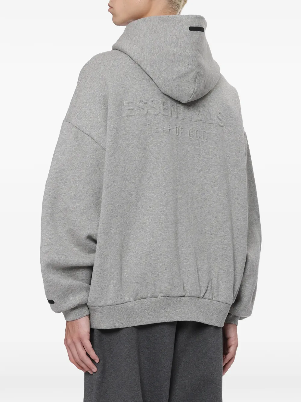 FEAR OF GOD ESSENTIALS 1990s ruimvallende hoodie met logo-reliëf en rits Grijs
