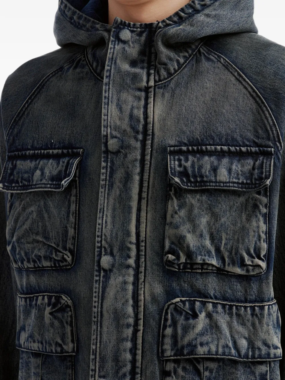 izzue hooded denim jacket Blauw