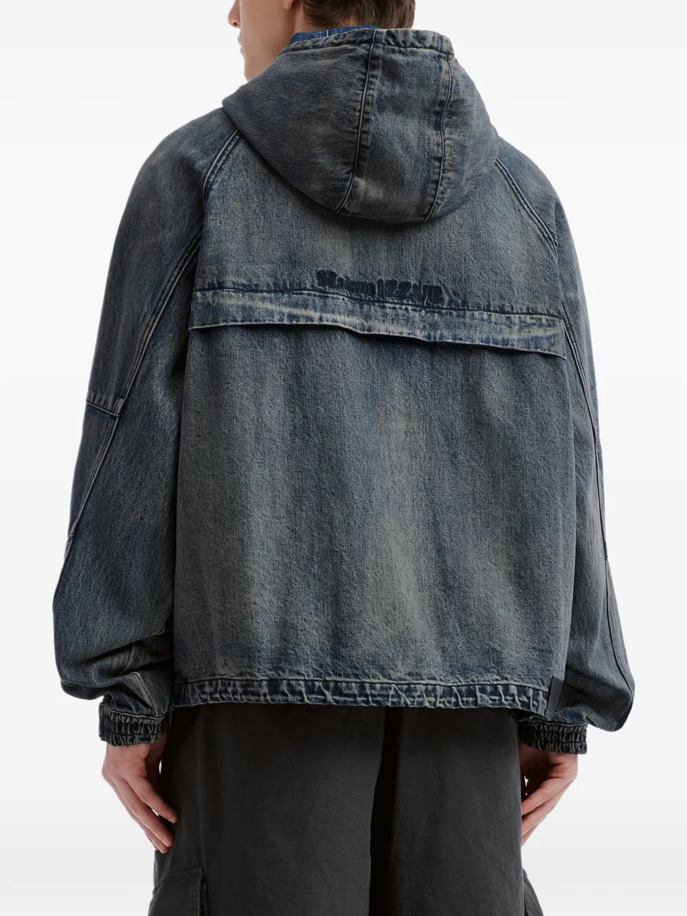 izzue hooded denim jacket Blauw
