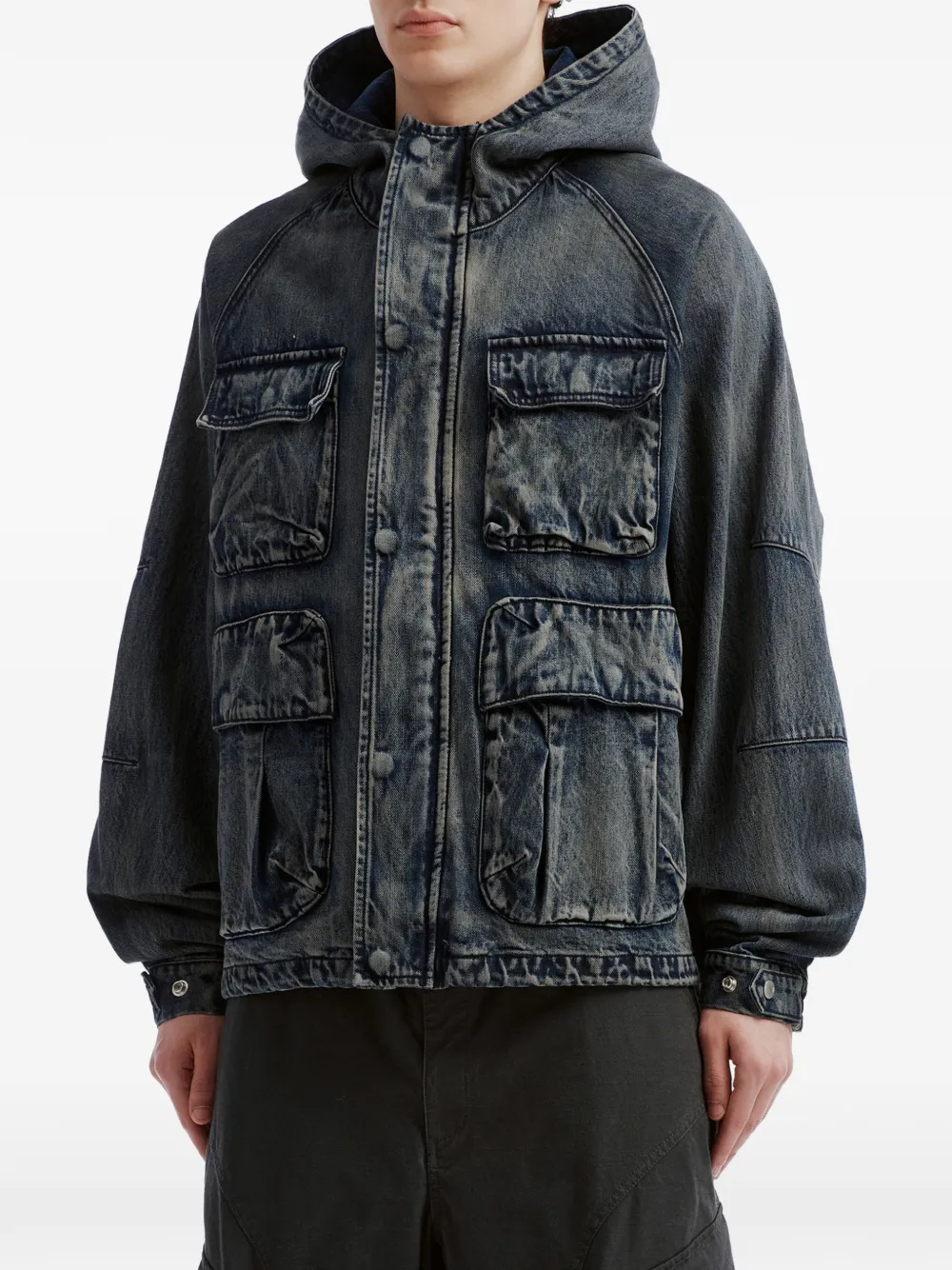 izzue hooded denim jacket Blauw