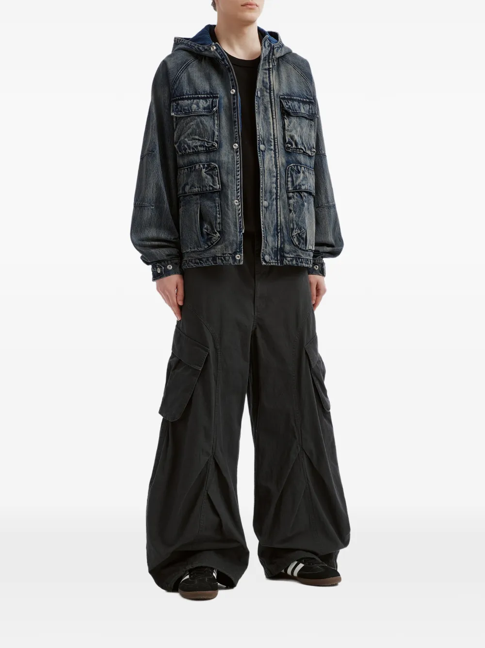 izzue hooded denim jacket Blauw