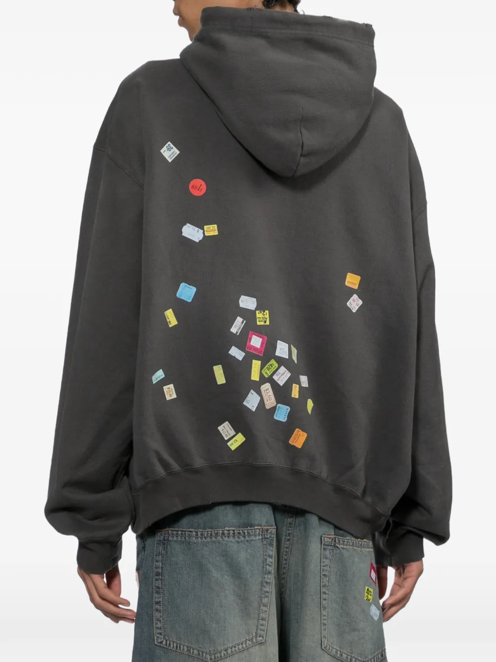 Maison MIHARA YASUHIRO Hoodie met print en prijskaartje Zwart