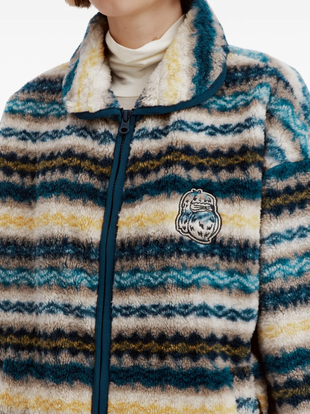 FINGERCROXX Fleece jack met zigzag-patroon Blauw