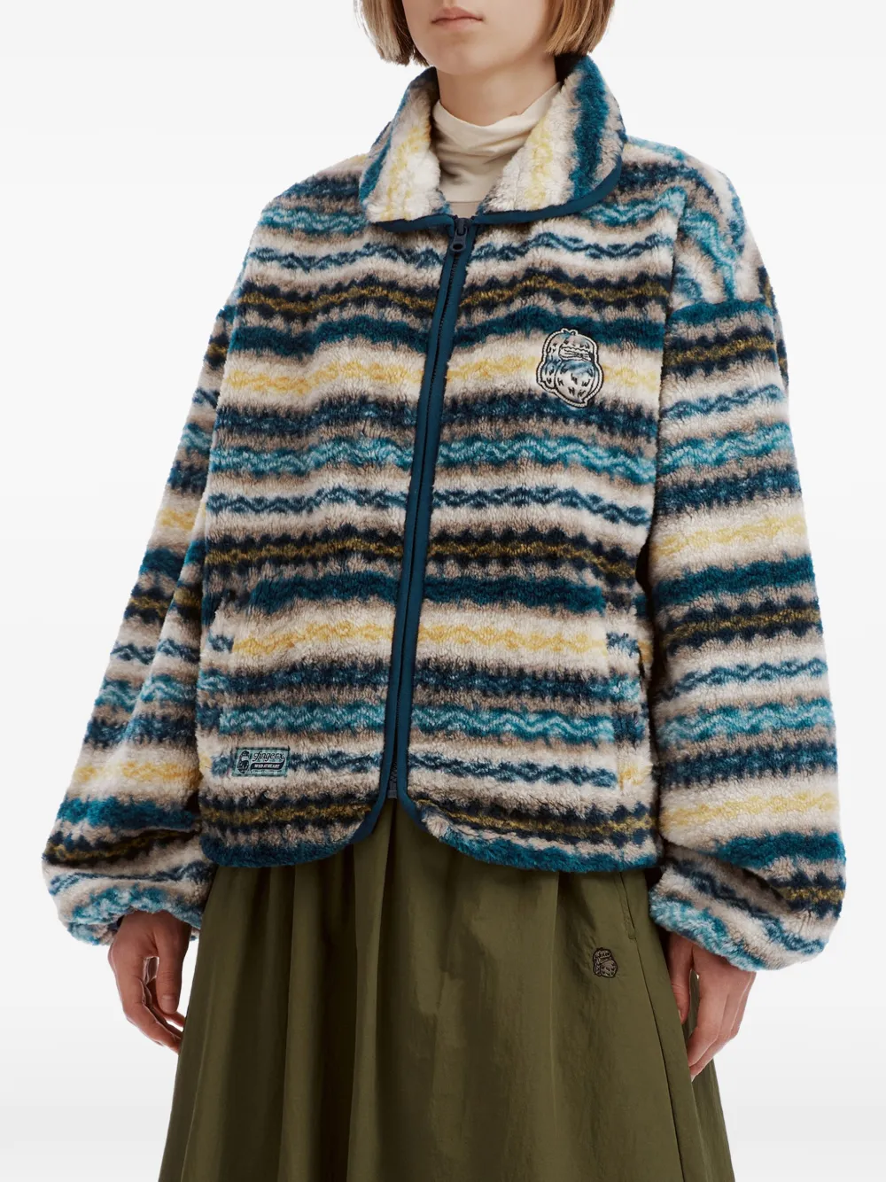 FINGERCROXX Fleece jack met zigzag-patroon Blauw