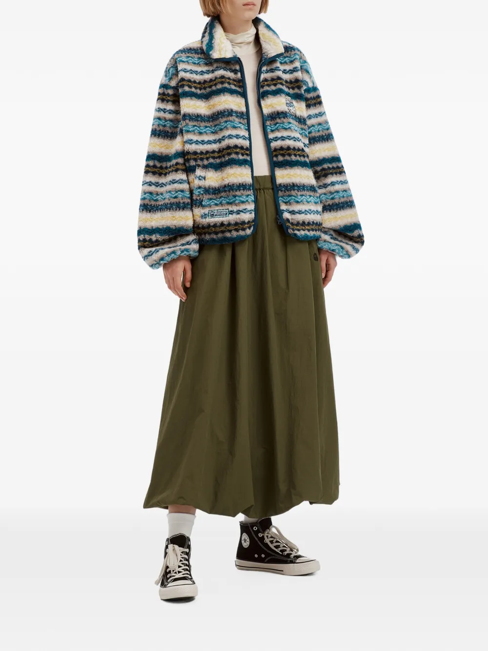 FINGERCROXX Fleece jack met zigzag-patroon Blauw