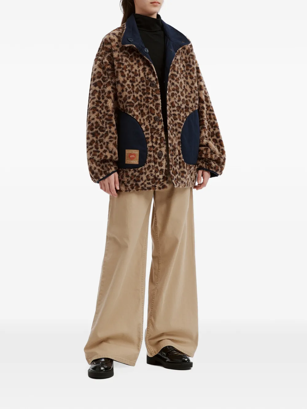 FINGERCROXX Omkeerbaar jack met luipaardprint Beige
