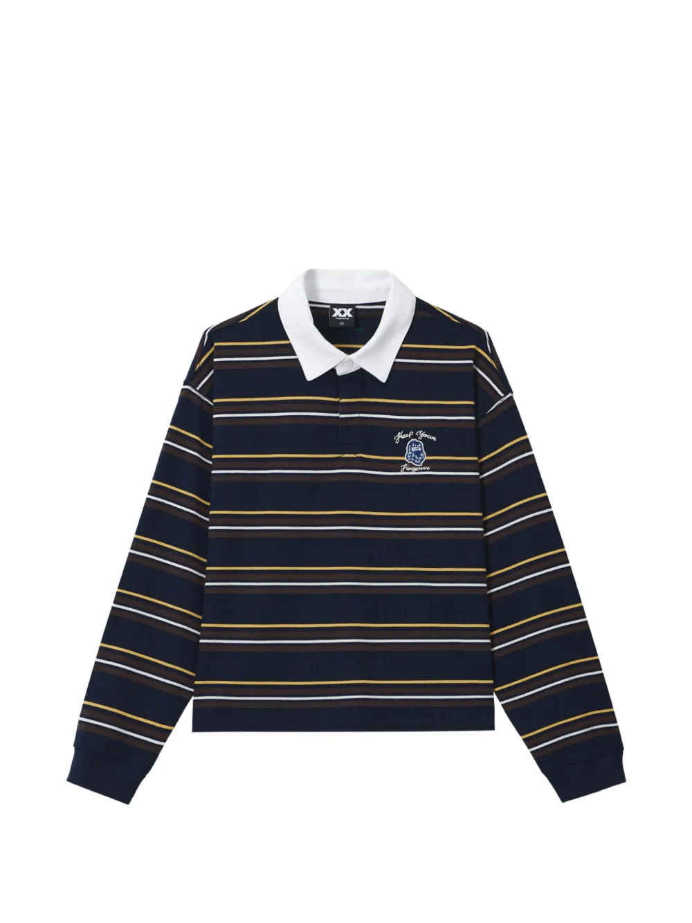 FINGERCROXX striped long-sleeve polo shirt