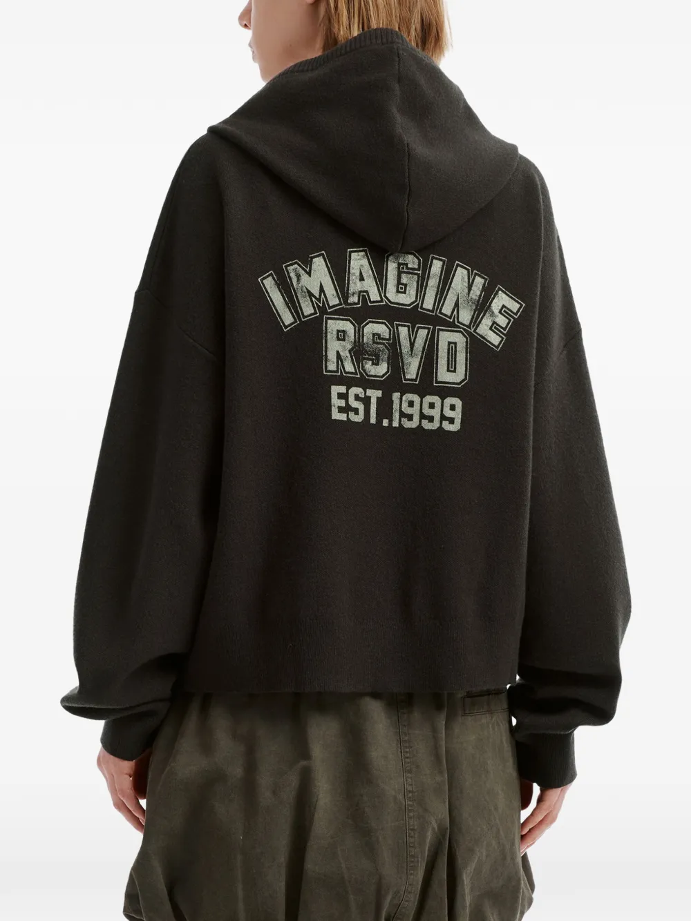 izzue logo-embroidered zip-up hoodie Zwart