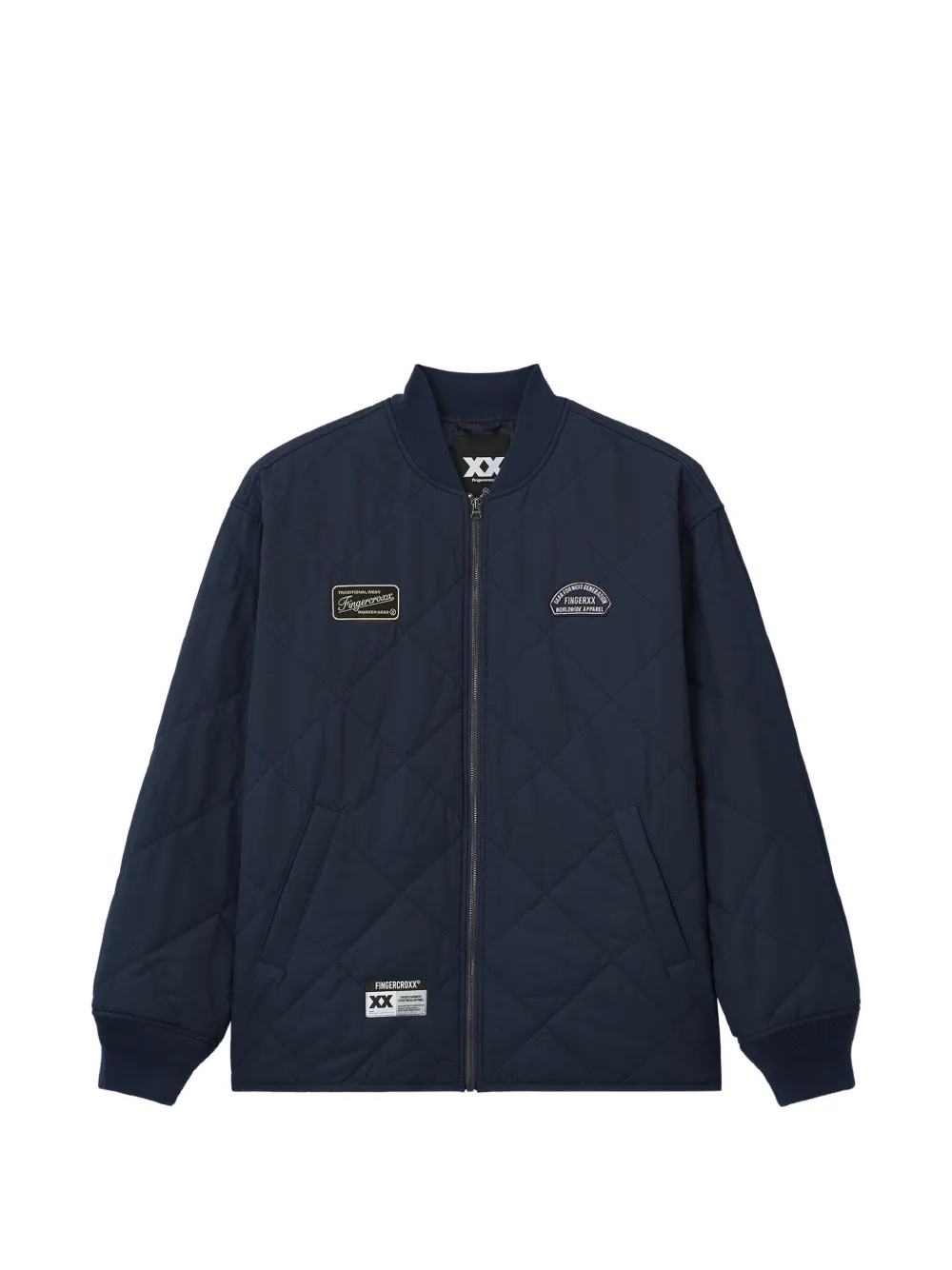 FINGERCROXX quilted logo-patch jacket | bleu | Image 1