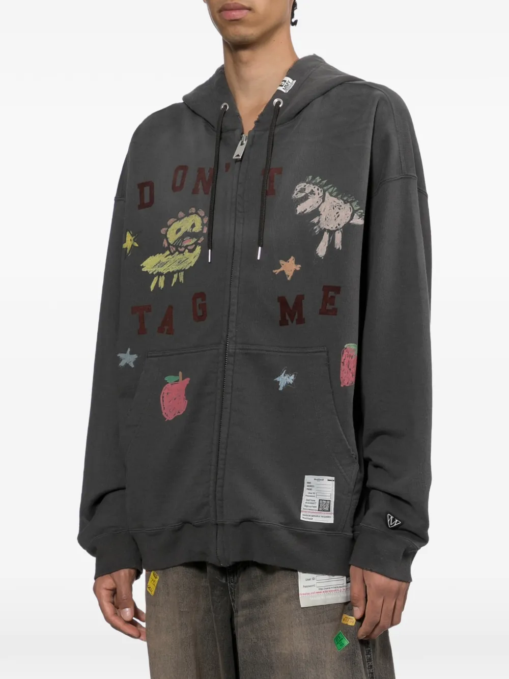 Maison MIHARA YASUHIRO Hoodie met print en rits Zwart