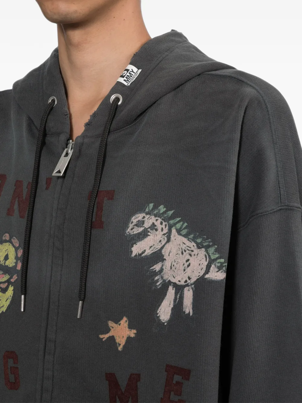 Maison MIHARA YASUHIRO Hoodie met print en rits Zwart