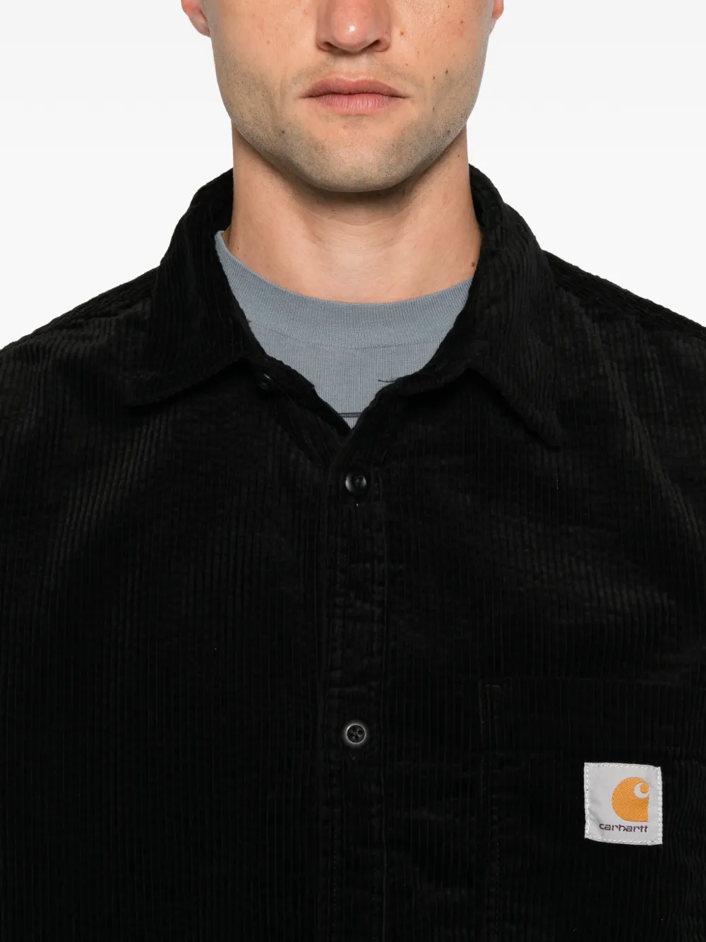 Carhartt WIP Loyde corduroy logo-patch shirt Zwart