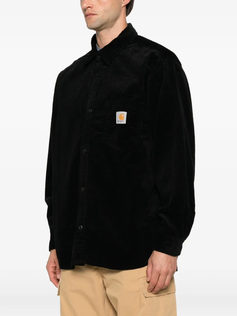 Carhartt WIP Loyde corduroy logo-patch shirt Zwart