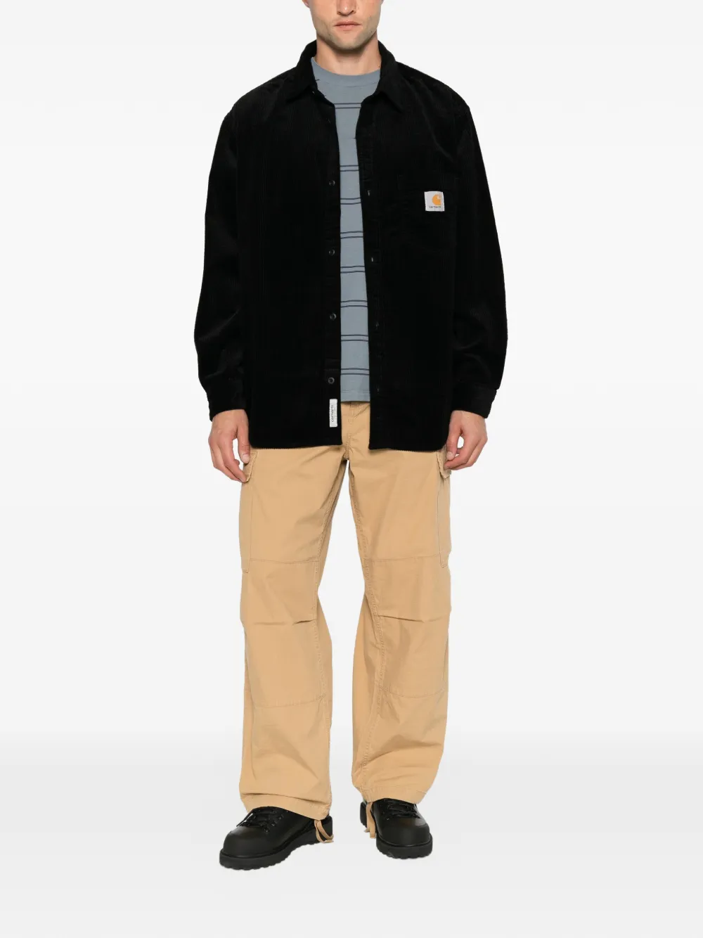 Carhartt WIP Loyde corduroy logo-patch shirt Zwart
