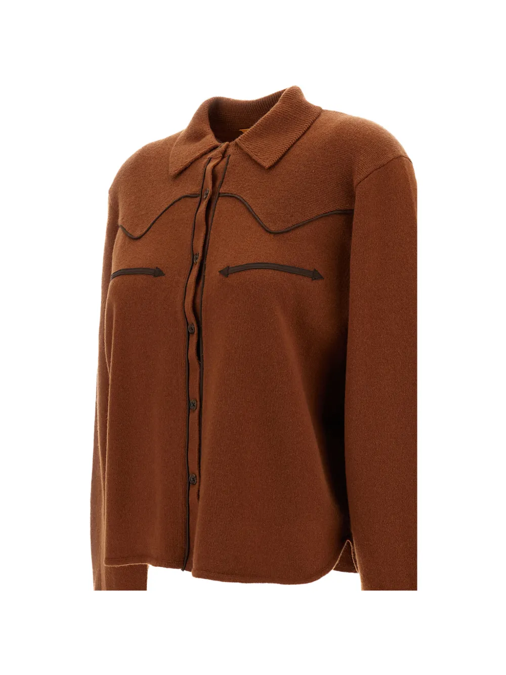 Guest In Residence Western-style contrast-piping cardigan Bruin