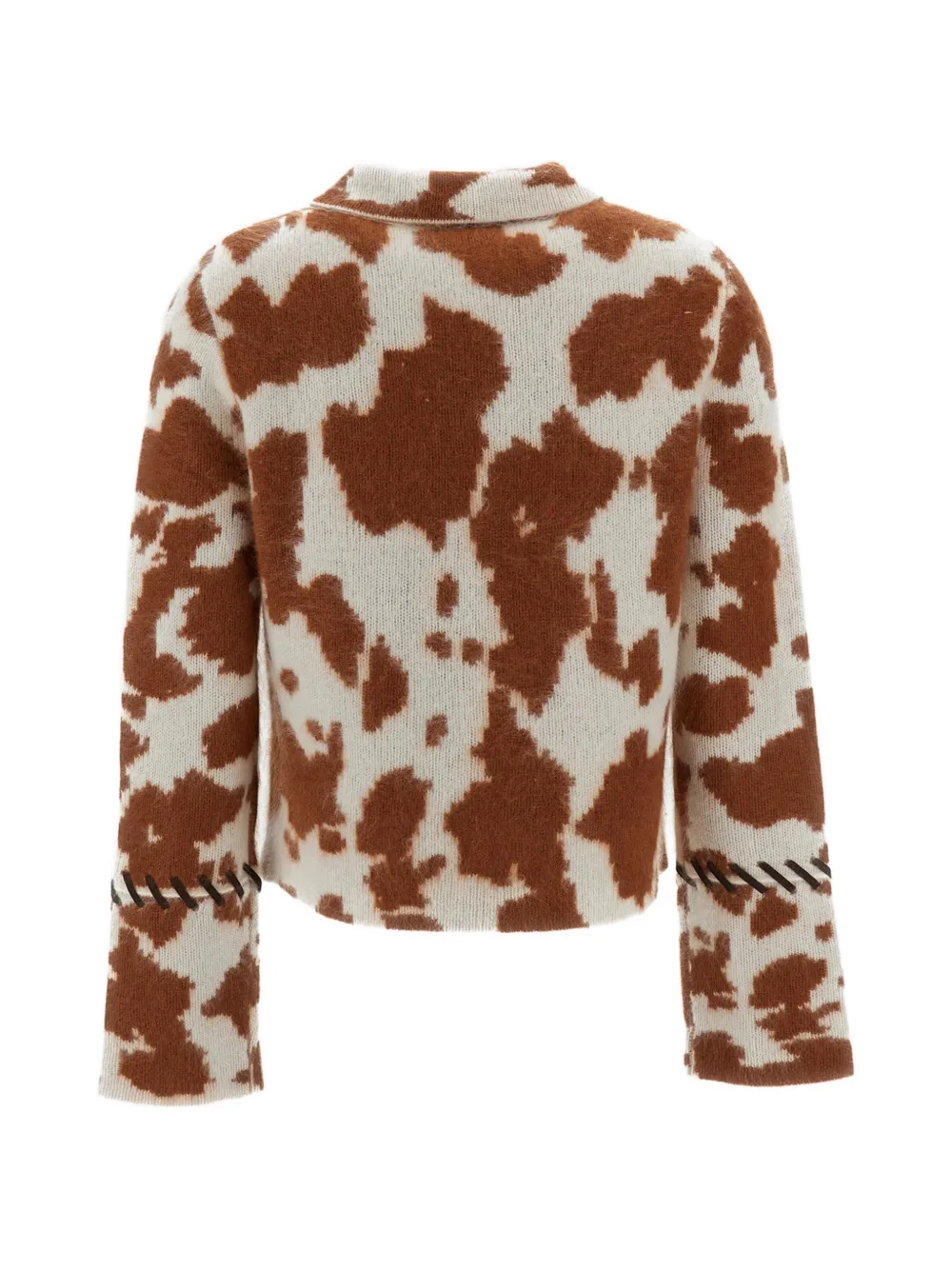Guest In Residence Grizzly vest met koeien-print en festonsteekafwerking Beige