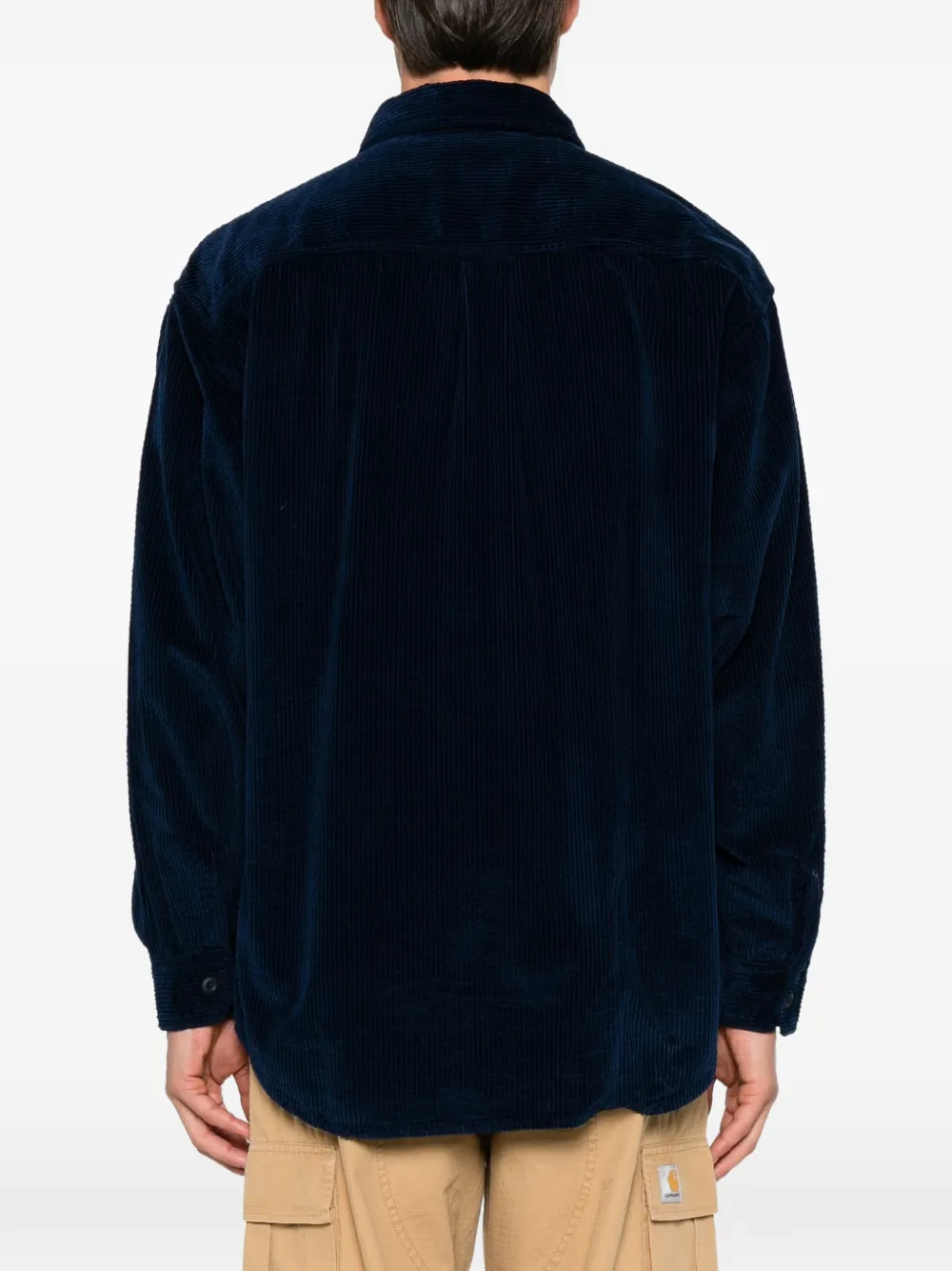 Carhartt WIP Loyde ribfluwelen overhemd met logo-patch Blauw