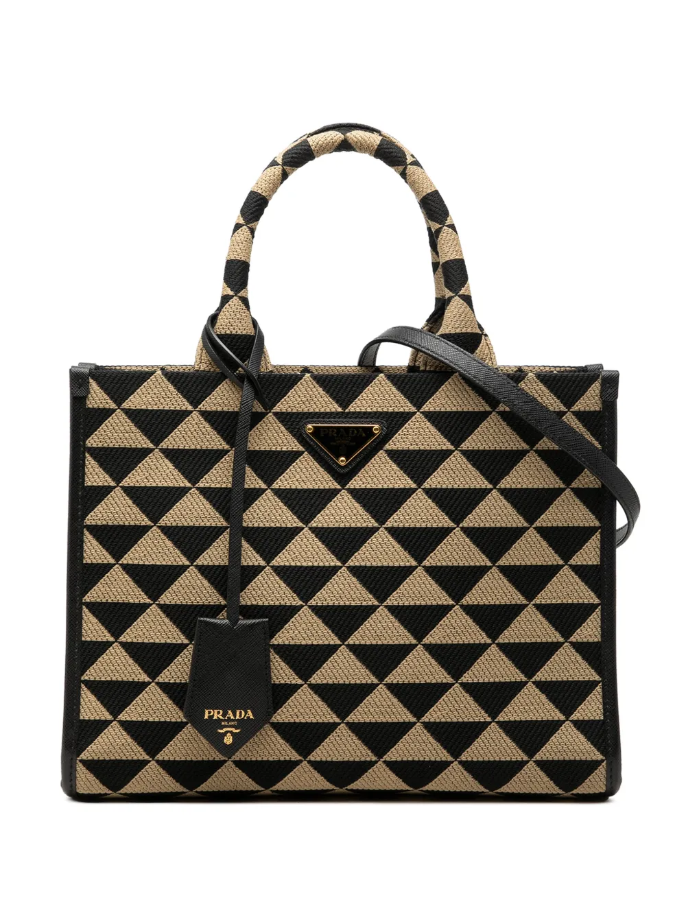 Prada Pre-Owned 2013-2026 Small Canvas Symbole Triangolo satchel - Nero