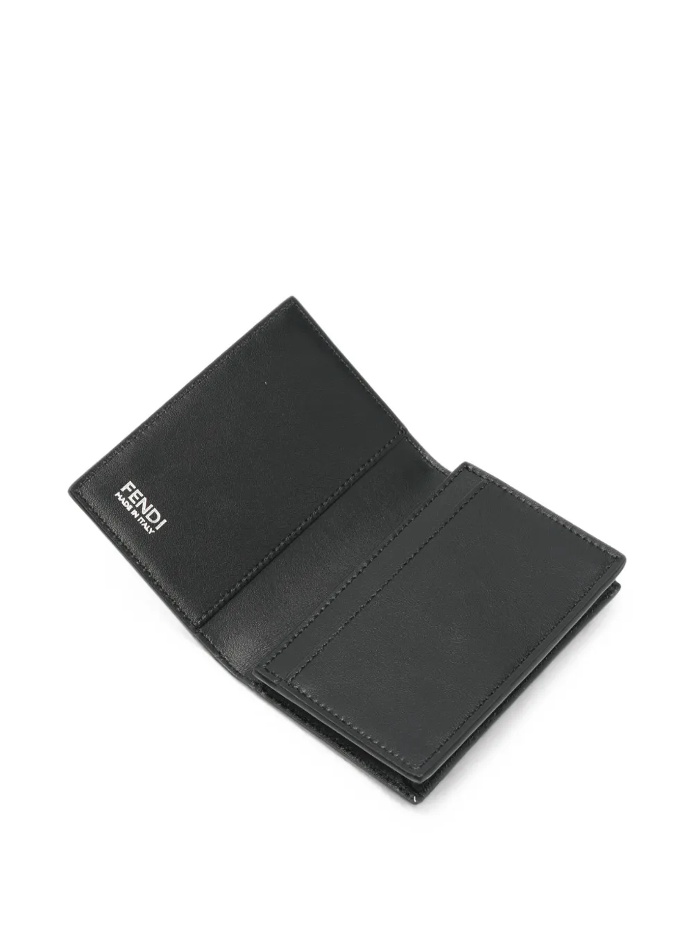 FENDI logo-plaque pebbled-leather wallet Zwart