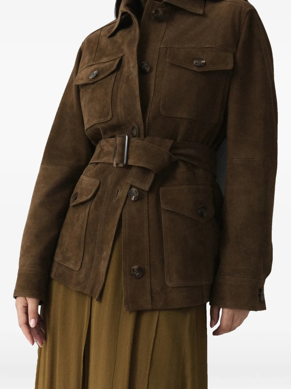 Marella belted suede jacket Bruin