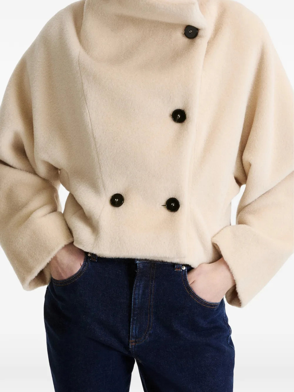 Marella Mllvitalba double-breasted cropped jacket Beige
