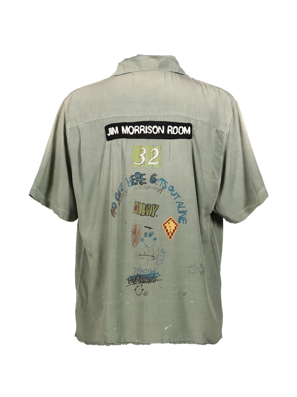 Paly Alta Cienega distressed-effect embroidered shirt Groen