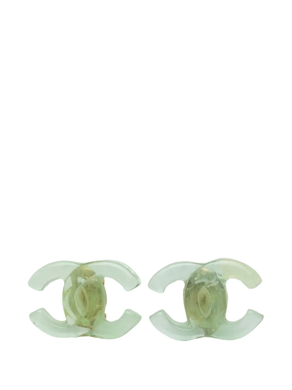 CHANEL Pre-Owned 2001 CC Resin Clip On Earrings costume earrings - Verde