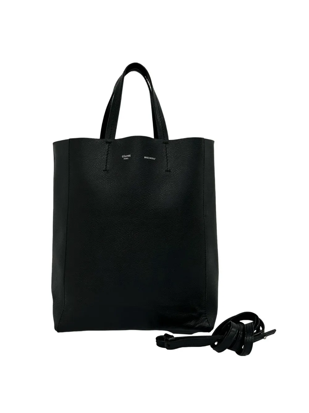 Celine Pre-Owned 2015 kleine Vertical Cabas Satchel-Tasche aus gekörntem Kalbsleder - Schwarz