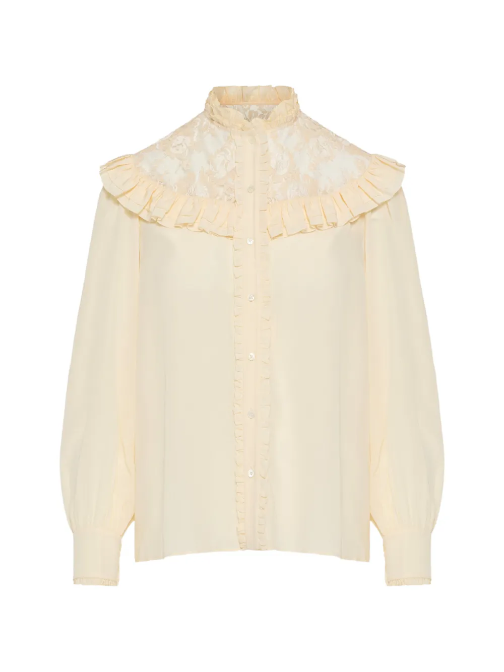 Chloé ruffled-detail lace-panel blouse - Neutrals